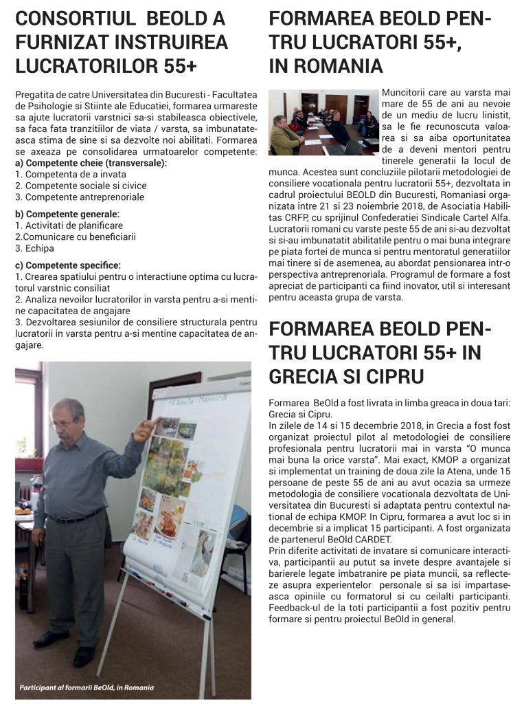CONSORTIUL BEOLD A
FURNIZAT INSTRUIREA
LUCRATORILOR 55+